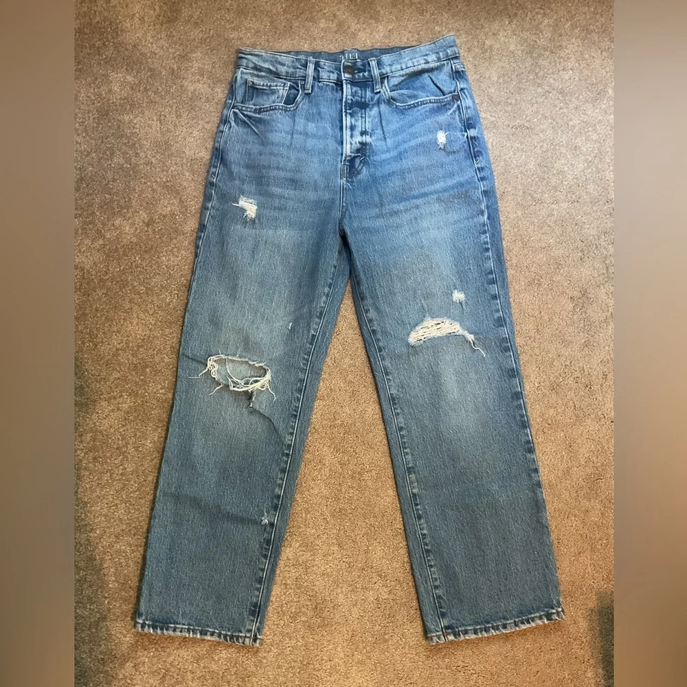 a.n.a Women's High Rise Distressed Blue Jeans